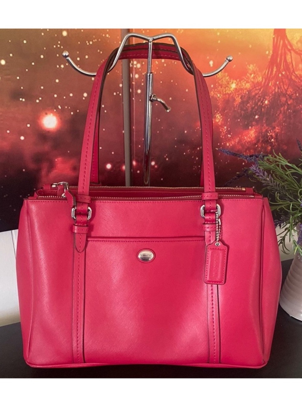 Coach Leather Peyton Double Zip Carryall Bag